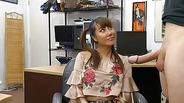 Big tits Asian woman banged by pawn man