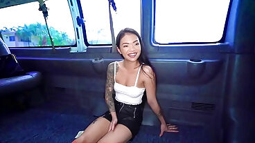 Cute Asian gets lured into the van